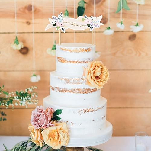 Miniatura 7 de Ercadio Paquete de 3 decoraciones para tartas con diseño de flores para el Día de la Madre, para el Día de la Madre, decoración de tartas para el