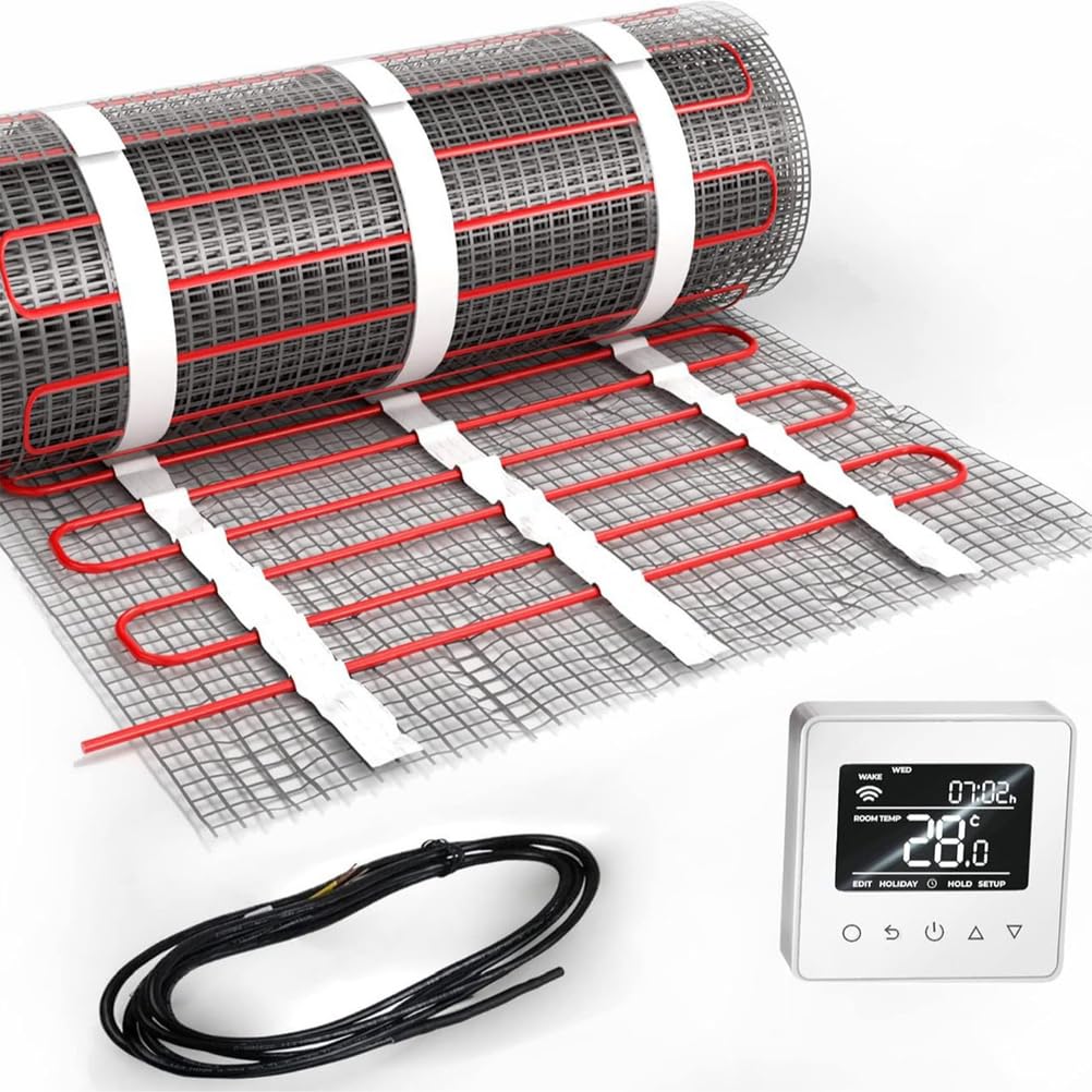 Elektryczny system ogrzewania podłogowego z programowalnym termostatem i matą grzewczą do łazienek, 10 m2