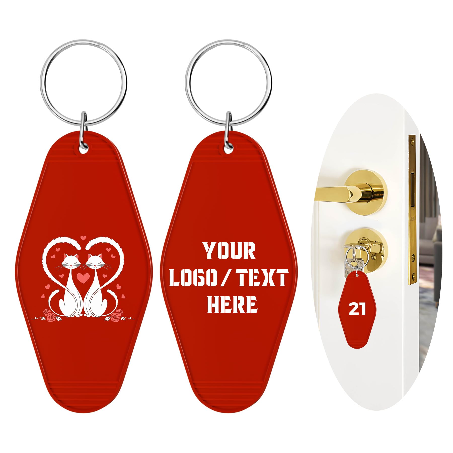 TOUNGEANE Custom Hotel Motel Keychain, 30PCS Double-Sided Print Custom Keychain with Picture, Personalized Key Tags