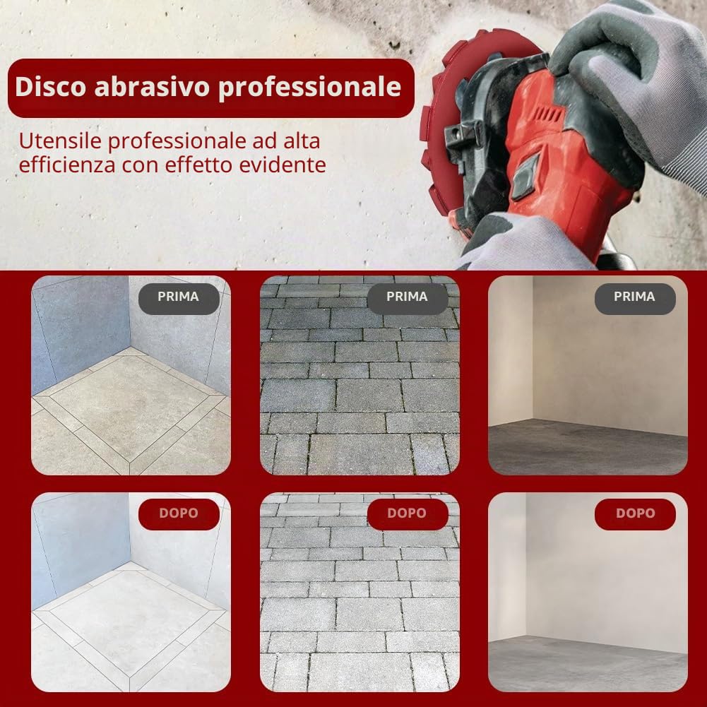 Mola a Tazza Diamantata Disco Diamantato 125 x 22,23 mm, Disco Abrasivo Diamantato per levigare Cemento Mattoni Muratura Granito Pietra Intonaco Gesso Qualità Industriale (Rosso)