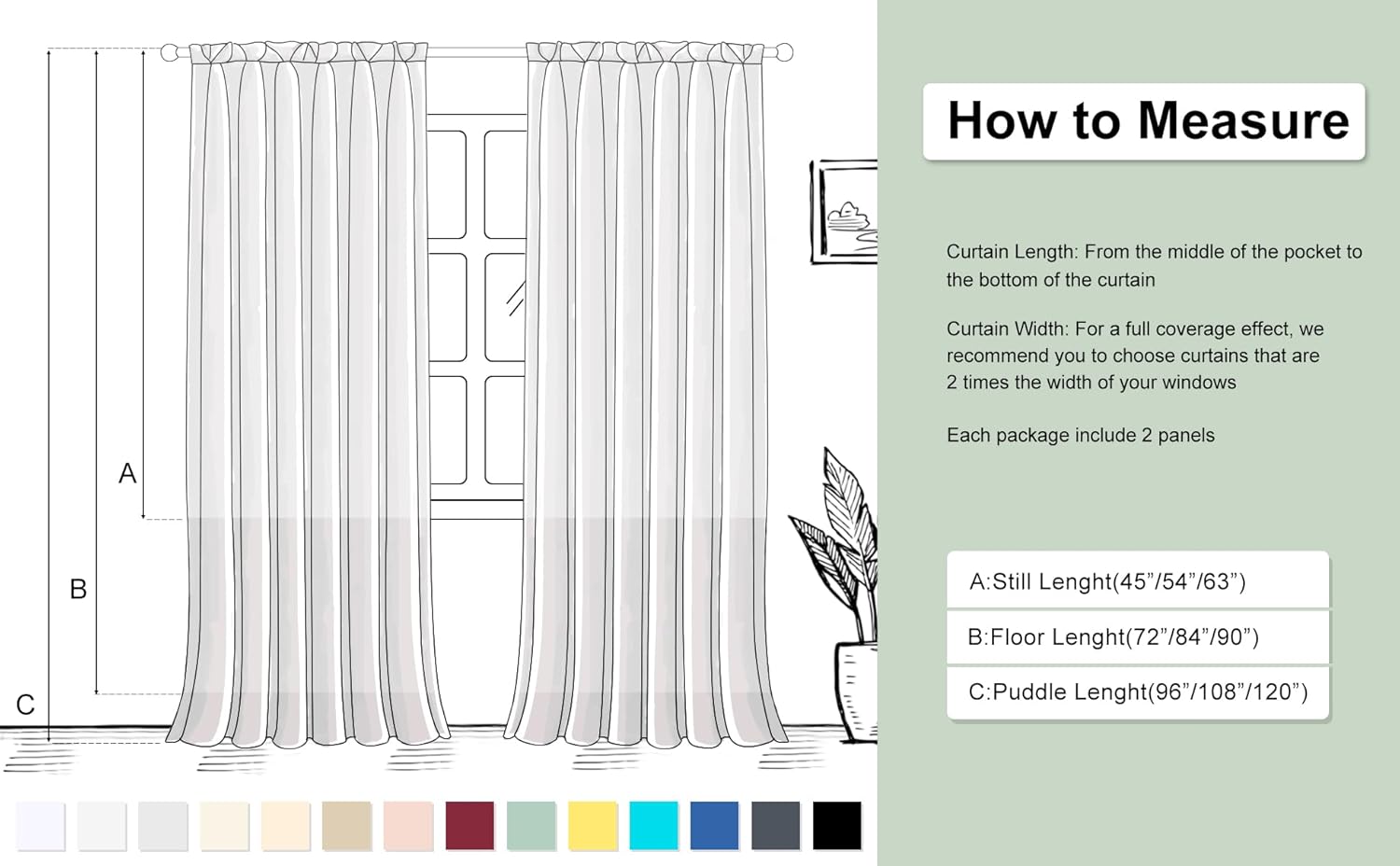 Hiasan Christmas Olive Green Sheer Curtains 102 Inches Long with Tiebacks, Lightweight and Light Filtering Voile Drapes Rod Pocket Window Curtains for Bedroom, Living Room, W52 x L102, 2 Panels