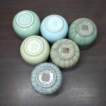Amazon | 中国 龍泉窯 青磁 湯呑 六客 | ノーブランド品 | 湯呑み