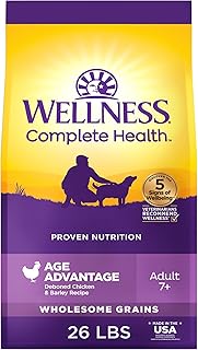 Wellness Complete Health Senior Dry Dog Food, Wholesome Grains, Natural, Age Advantage Chicken & Barley Recipe, (26-Pound Bag)