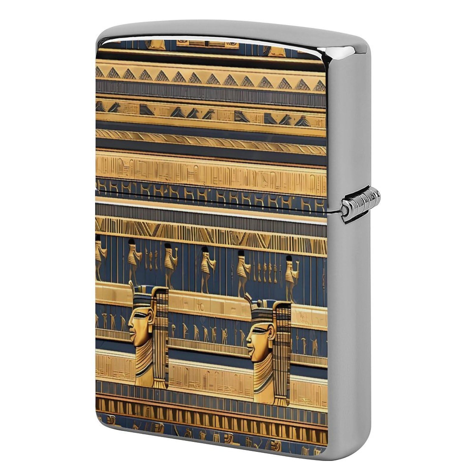 Fodpand Style Egyptian Pharaonic Frescoes Metal Lighter Case Cover Lighter Sleeve
