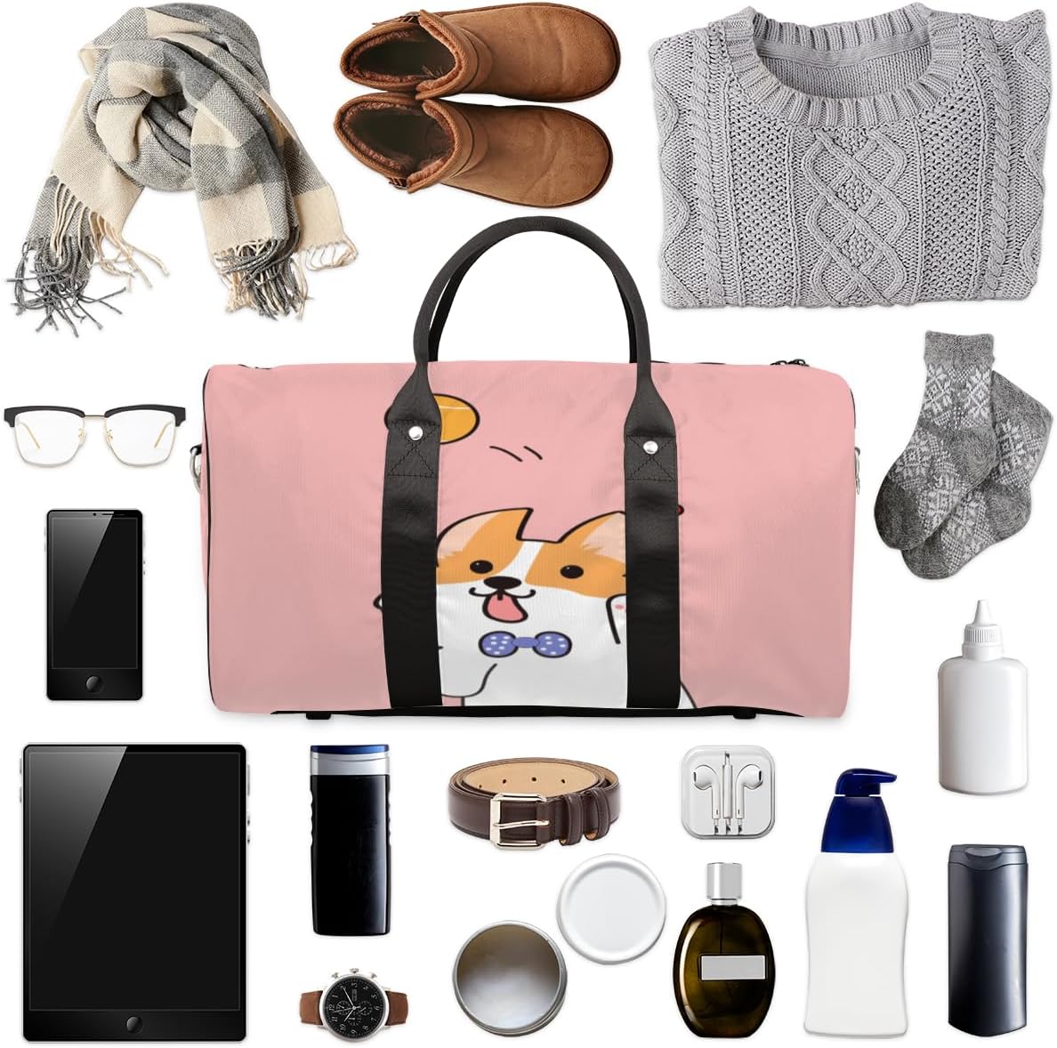 Dog Ball Pink Travel Duffel Bag for Women Men Large Capacity Overnight Weekender Bags for Lightweight Waterproof Sport Gym Bag for Workout Yoga Swim