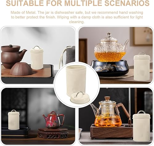 Miniatura 5 de NOLITOY Contenedor de metal de lata de caramelo con tapa bote de grano de café café y azúcar sellado recipiente de café envases de almacenamiento de