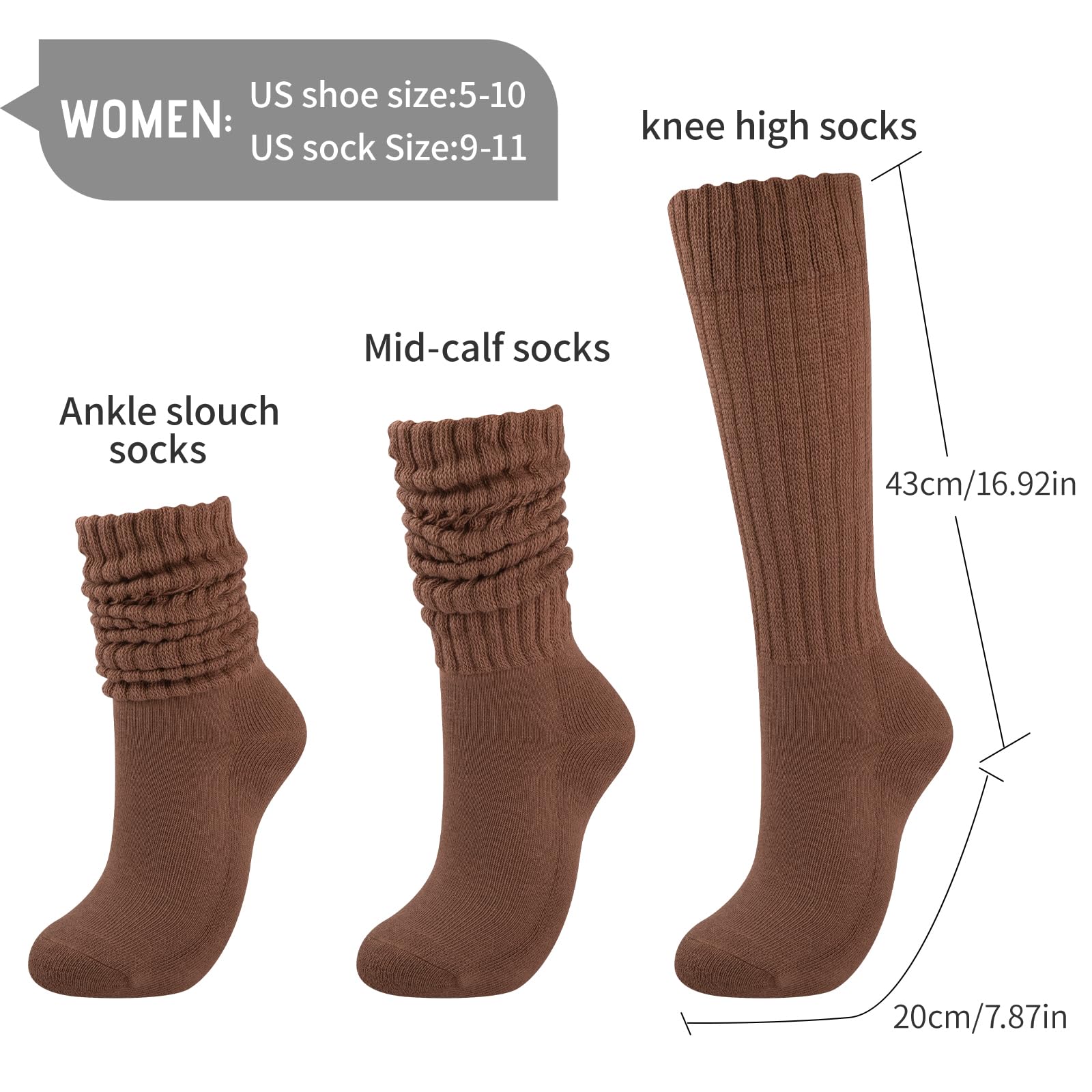 COOVAN Calcetines holgados para mujer, 4 pares de calcetines largos de algodón suave hasta la rodilla