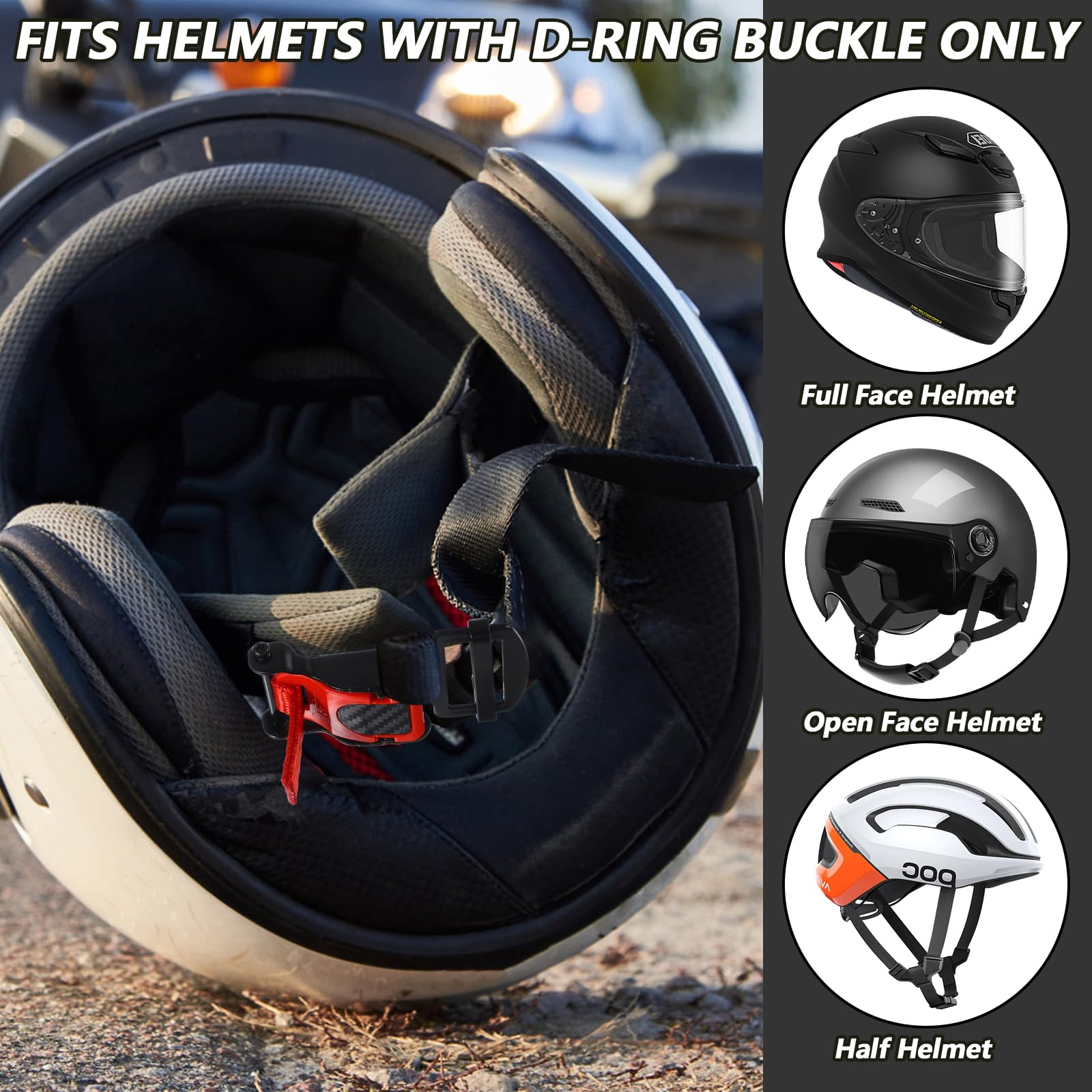 Set di fibbie a sgancio rapido per casco, fibbia per casco da bicicletta, accessori per casco da moto, fibbia per un fissaggio stabile, facile da montare, adatto per moto, casco da bicicletta