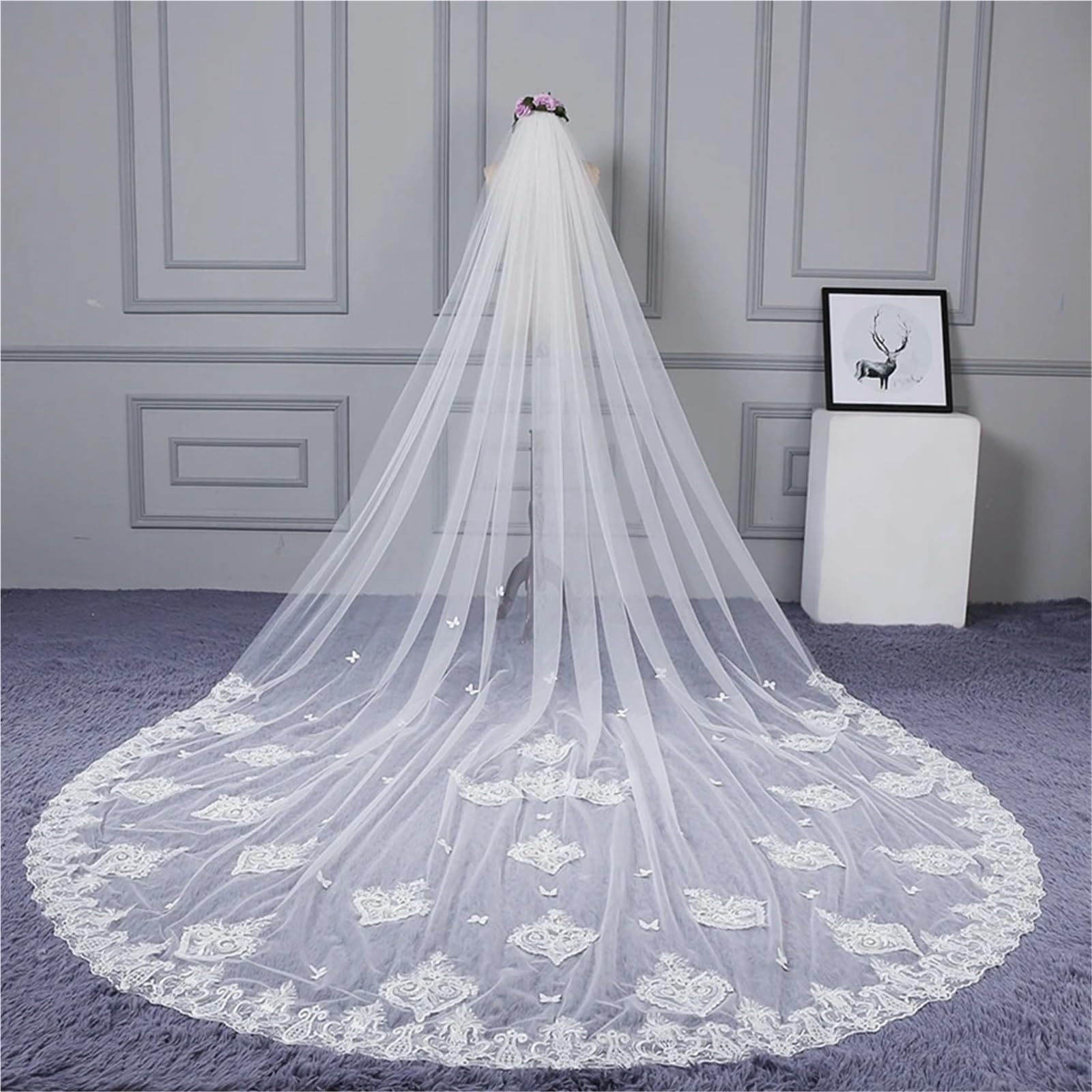 Generisch 3 Meter Kathedrale Brautschleier Brautschleier for Frauen Hochzeitszubehör Vestido de Noiva Brautschleier Noiva