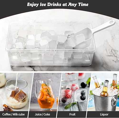 Miniatura 4 de Bandeja de silicona para cubitos de hielo de grado alimenticio con tapa y contenedor de almacenamiento para congelador, bandeja de hielo de 36