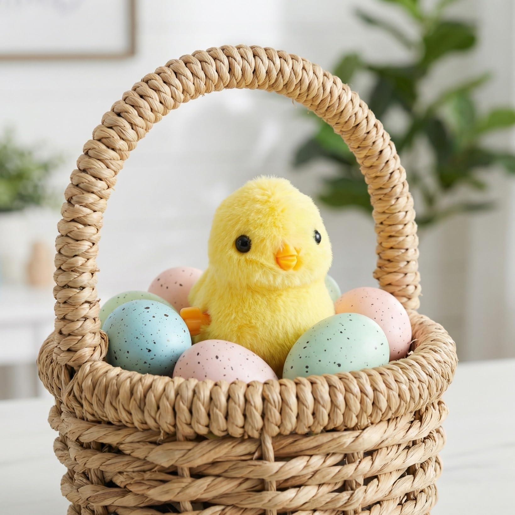 Charmante peluche douce d'un poussin de Paques pour ravir les enfants partout Charmante peluche douce d'un poussin de Paques pour ravir les enfants partout