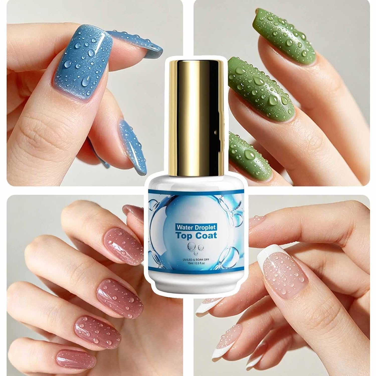 3D Nail Gel, Water Drop Gel, Transparent Top Coat, Fast Drying Formula, Long Lasting Gloss Finish, 15ml, for Home Salon Manicure Pedicure Beauty Travel Women Beginners Professionals