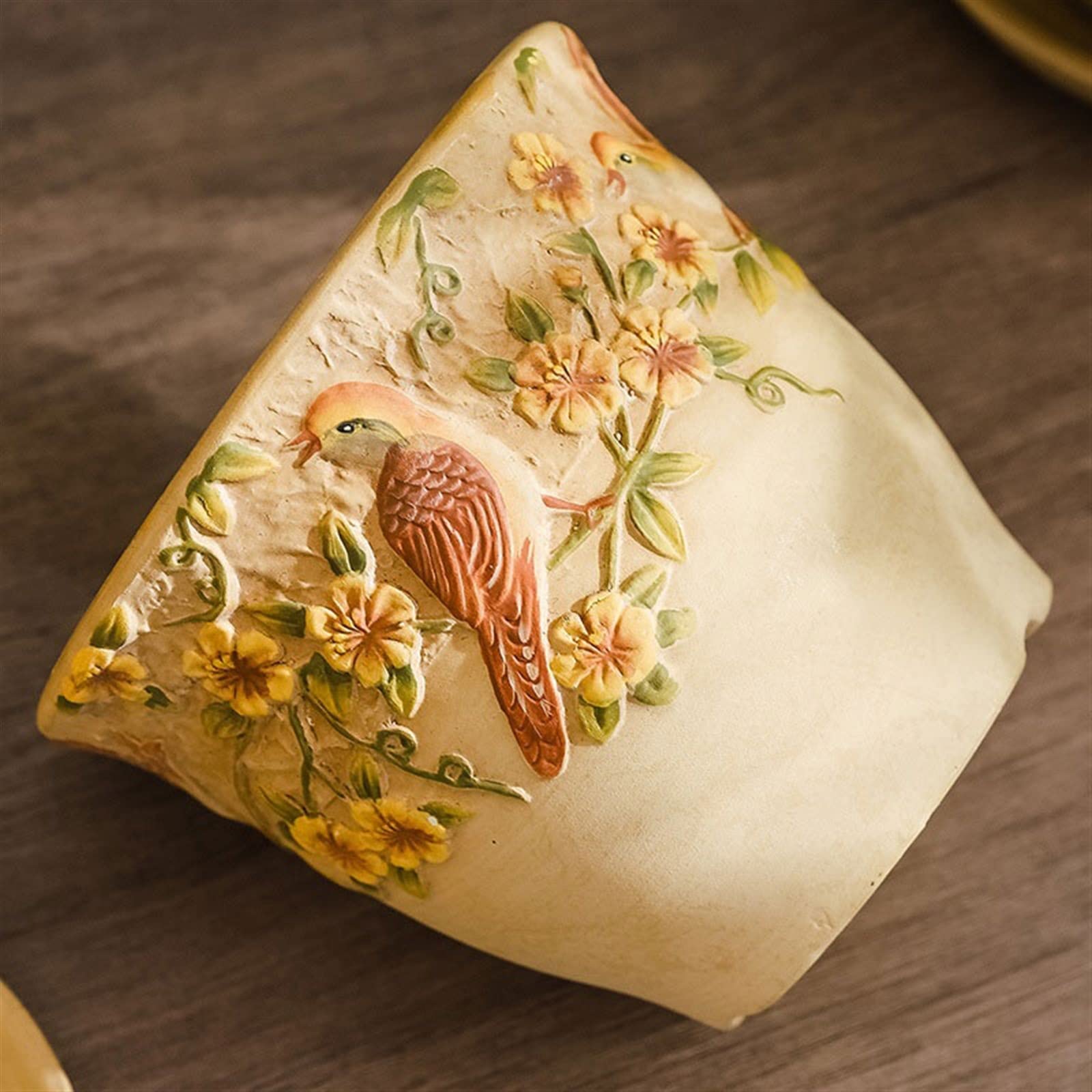 Doniczka kwiatowa Ceramiczna doniczka z tacą kreatywna ulga ręcznie malowana doniczka w stylu retro duża doniczka z otworem spustowym taca Doniczki na Rośliny (Size : XL)
