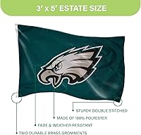Vista 3 de Team Sports America NFL Philadelphia Eagles - Bandera duradera de 3 x 5 para exteriores con ojales, bandera y pancarta resistentes para jardín al