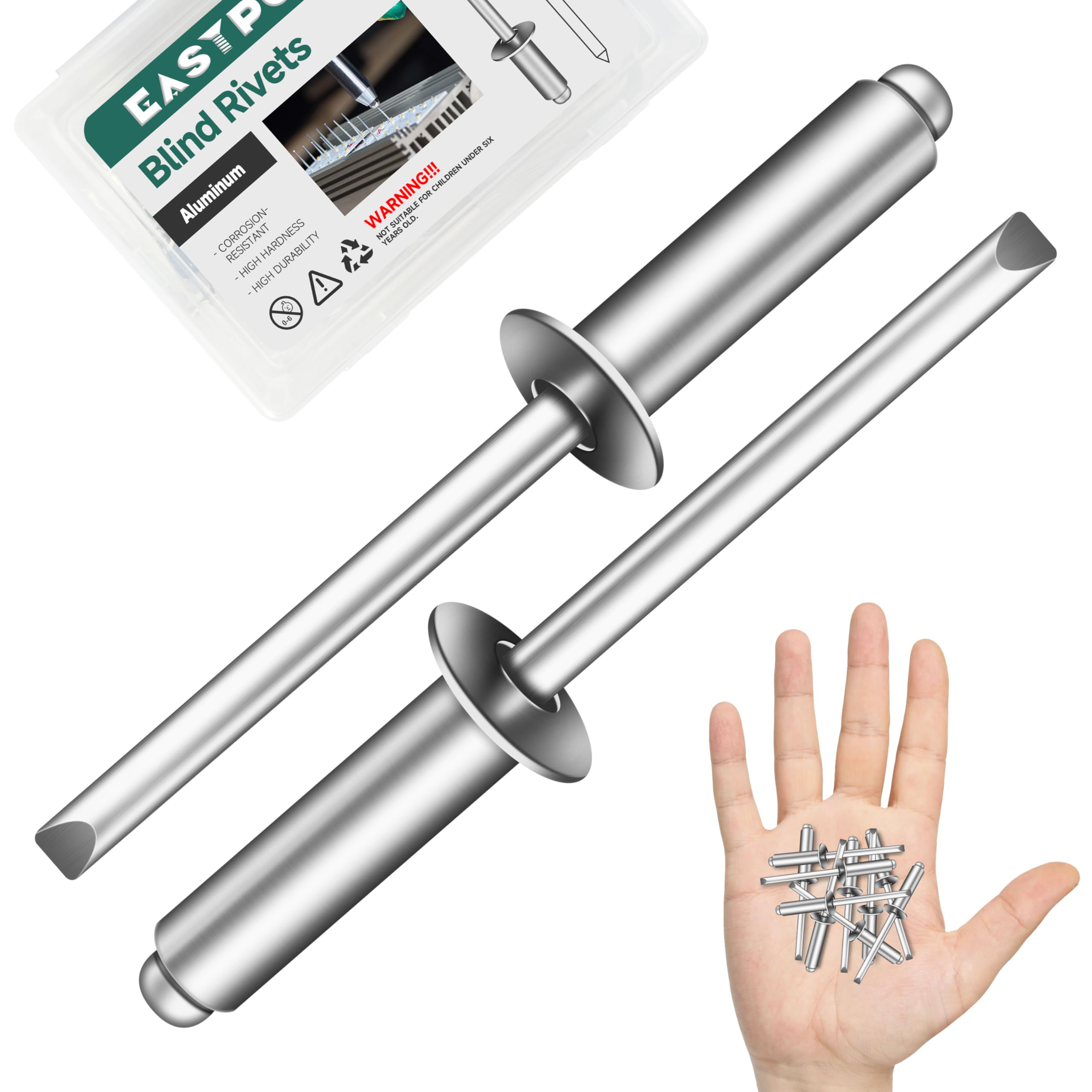 Aluminum Blind Rivets - 150 Pcs (1/4" x 1/2") -18