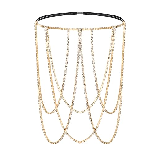 Gold Leg Chain Thigh Chain Boho Body Chains Rhinestone Layered Body Jewelry Accessories for Women Beach Rave Party