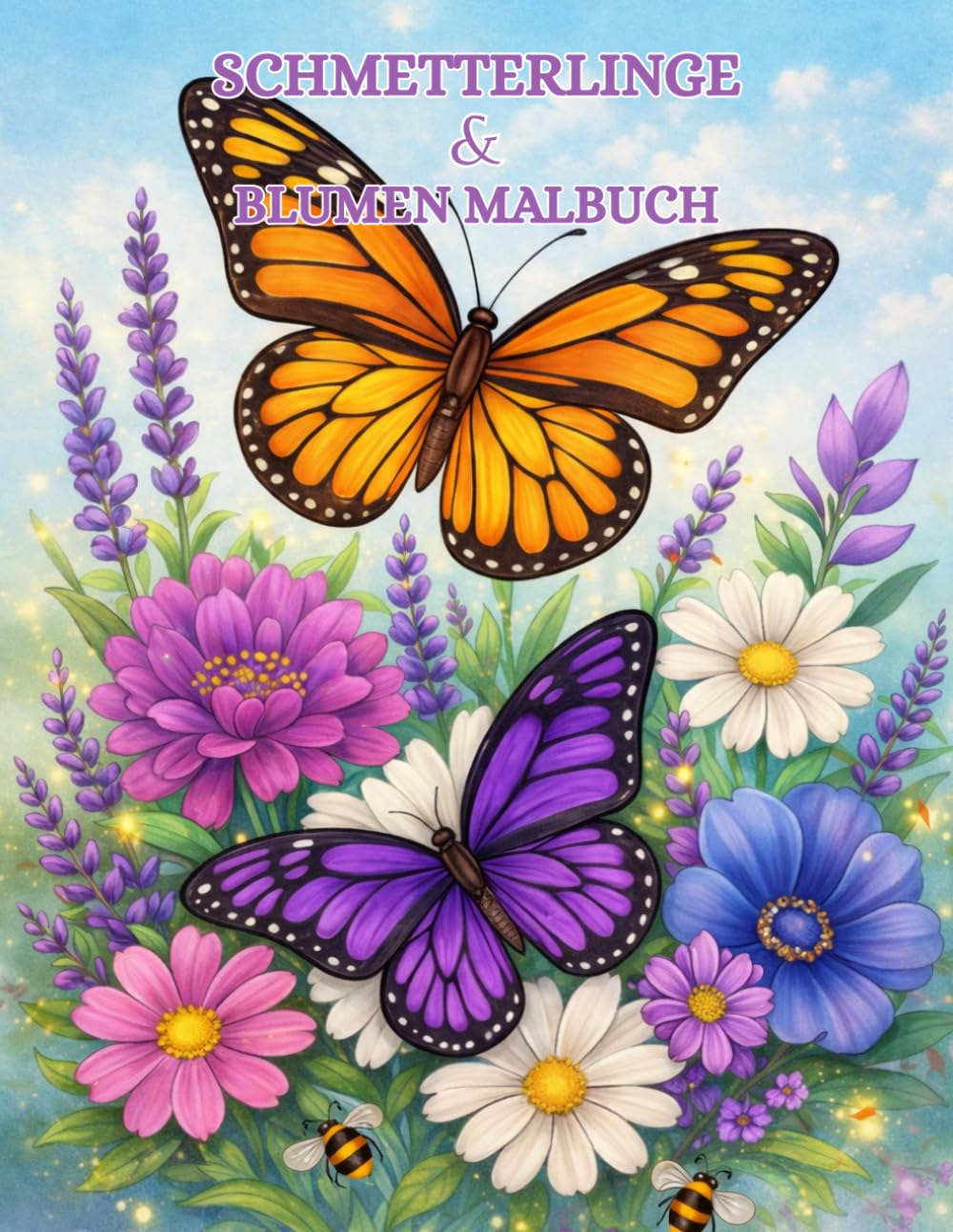 Schmetterlinge und Blumen Malbuch für Erwachsene: Kreative Ausmalvorlagen mit zarten Motiven von Flügeln und Blüten zur Förderung der Achtsamkeit und Entspannung