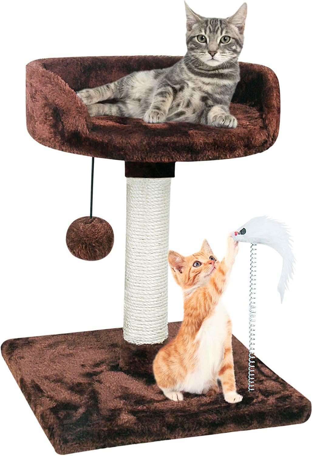 67i Cat Tree Cat Tower with Natural Sisal Scratching Posts Cat Activity Platform Furniture with Hanging Ball and Spring Plush Mouse Toys…
