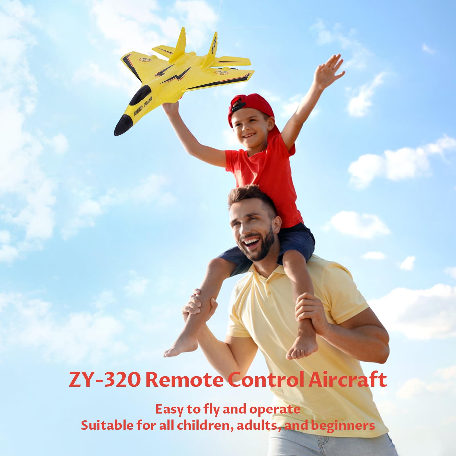 2 Canaux Avion Télécommandé, 2,4 GHz Avion RC avec LED, Facile à Piloter pour Les Enfants et Les Débutants, Chargement USB, Jaune