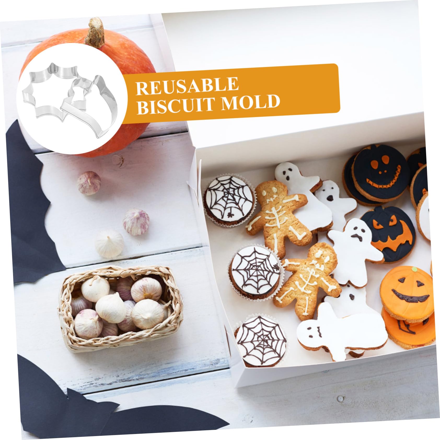 48 Stk Backform Kuchenform Ausstecher Im Halloween-stil Halloween-backzubehör -keksform Kürbis Ausstecher Mousse-ring Praktischer Keksausstecher Kekse Edelstahl 430 Silver PRETYZOOM