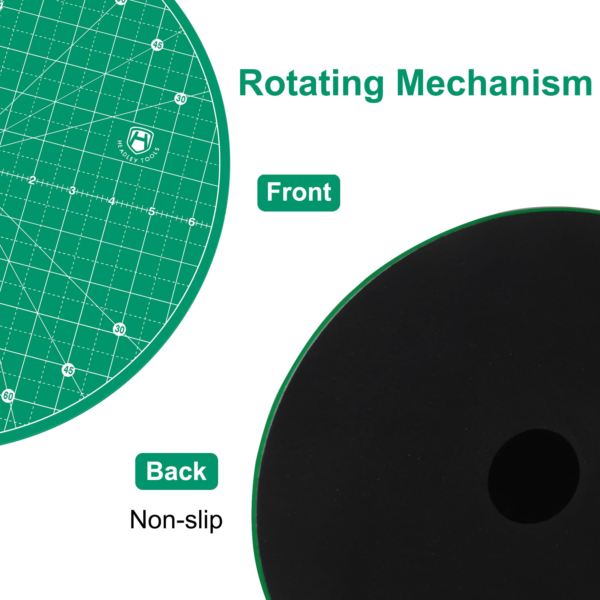 Headley Tools Tapis de découpe rond rotatif de 33 x 33 cm, auto-cicatrisant, avec rotation à 360 degrés et base antidérapante, tapis de planche à coudre, parfait pour le matelassage du tissu, le cuir