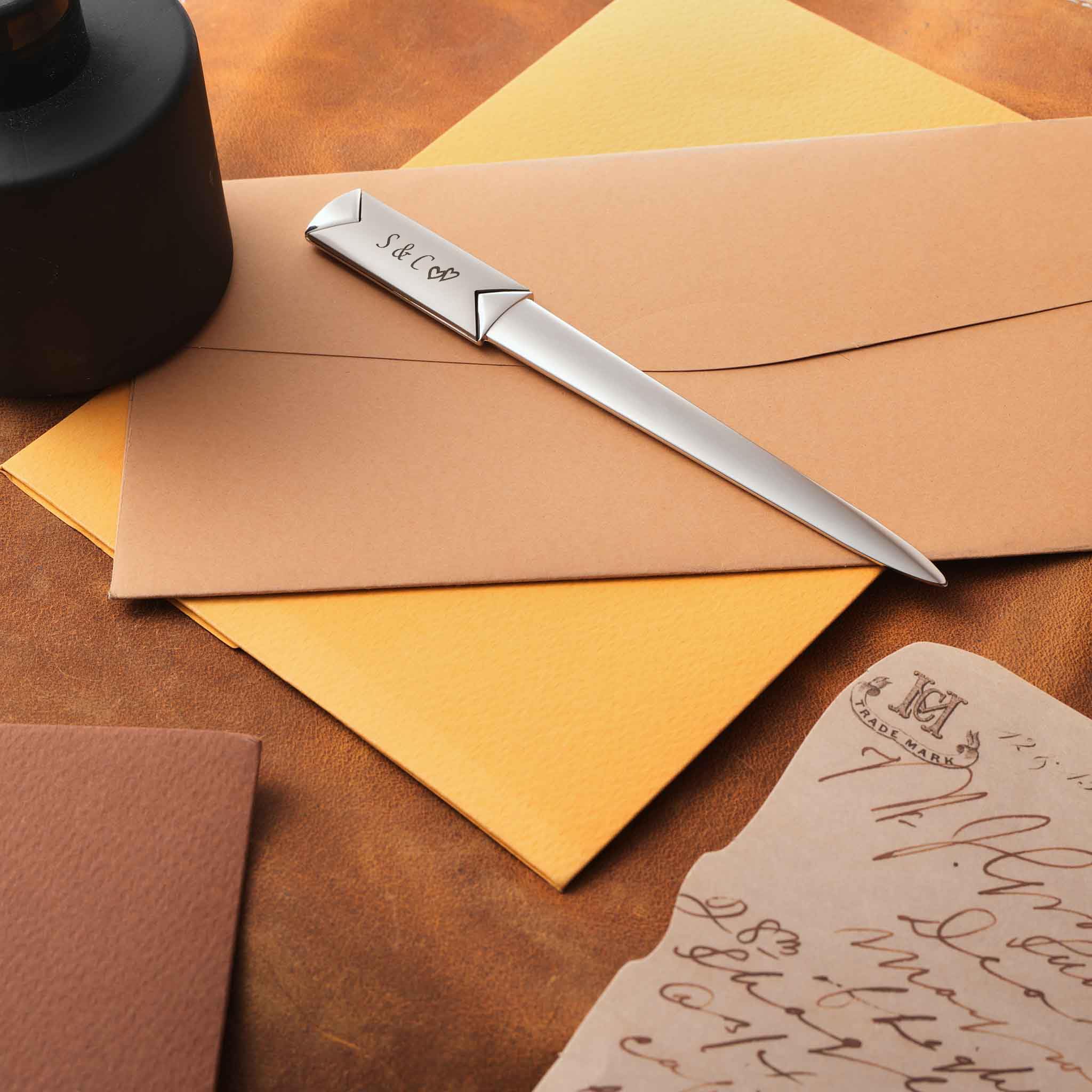 Eleganter Brieföffner mit Gravur als Geschenk aus Edelstahl