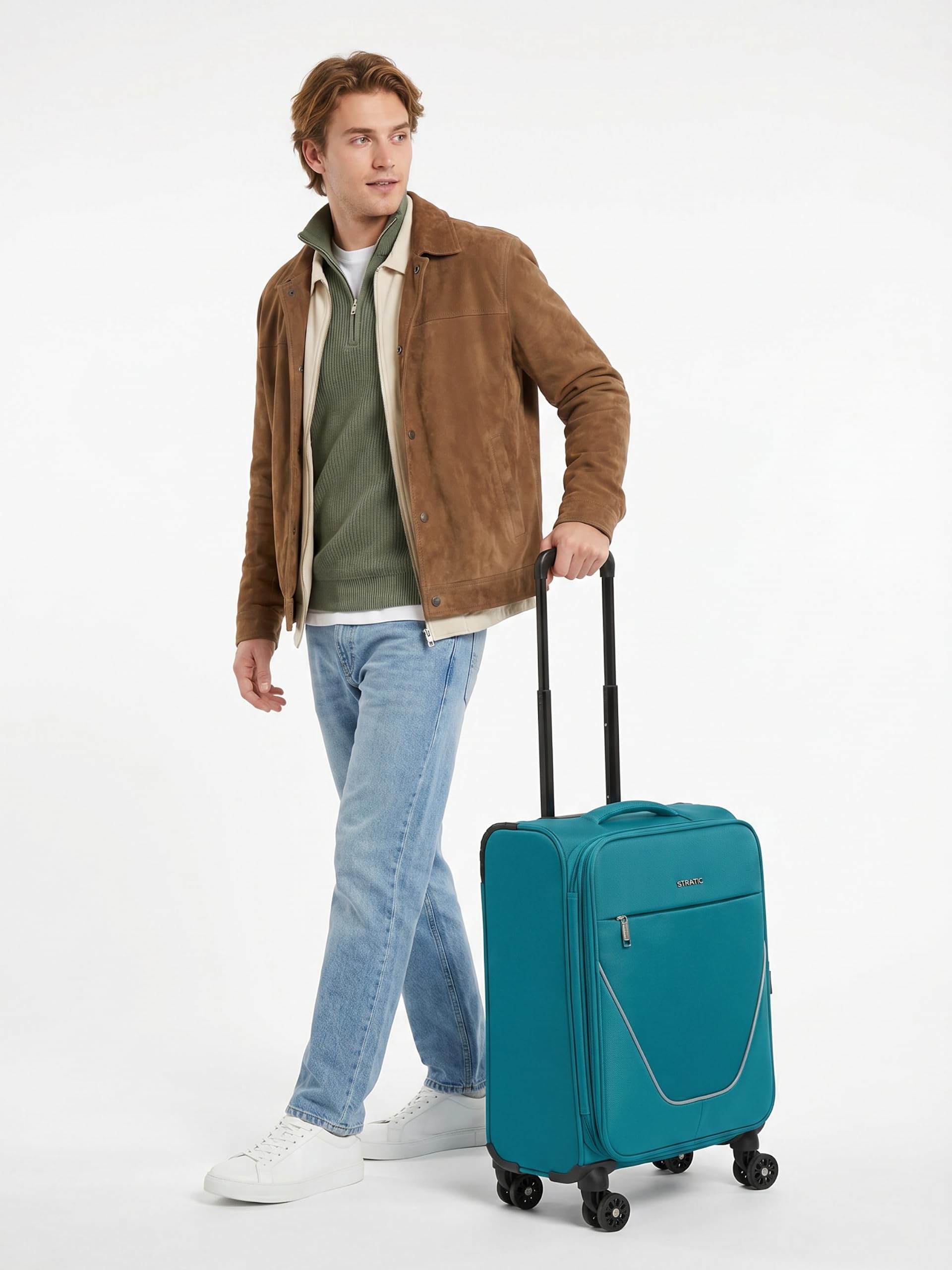 Stratic Kabinen-Koffer für Damen und Herren | Kleiner Cabin-Trolley 40 x 21 x 55 cm aus hochwertigem, flexiblem Polyester Material | Erweiterbar & Teleskopgriff| taska Serie