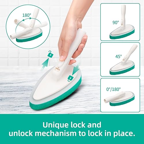 Miniatura 4 de Qaestfy Limpiador de ducha 4 en 1 para bañera y azulejos, cepillo de limpieza de baño de mango largo de 51 pulgadas con cerdas suaves y rígidas,