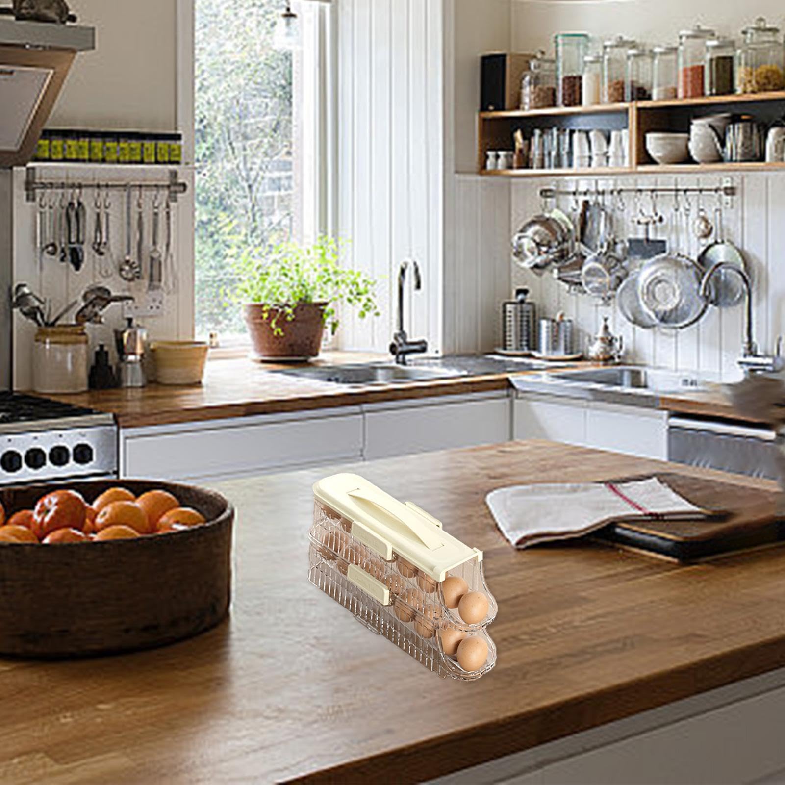 Eierbehälter Für Kühlschrank - Automatischer Roll-Organizer Stapelbar