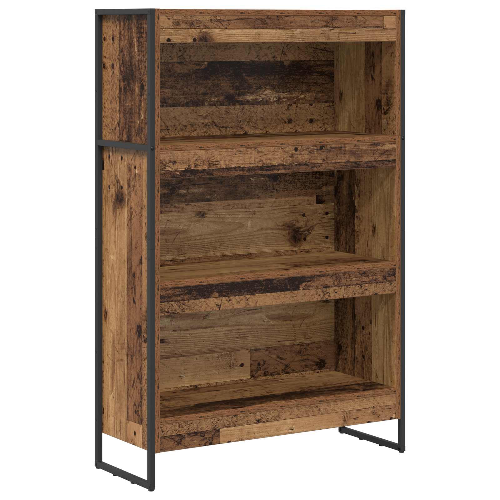 Regał na książki o wyglądzie starego drewna, 80 x 30 x 155 cm, materiał drewnopochodny, przemysłowy regał stojący z 5 półkami, wytrzymały regał na książki do salonu, biura, sypialni