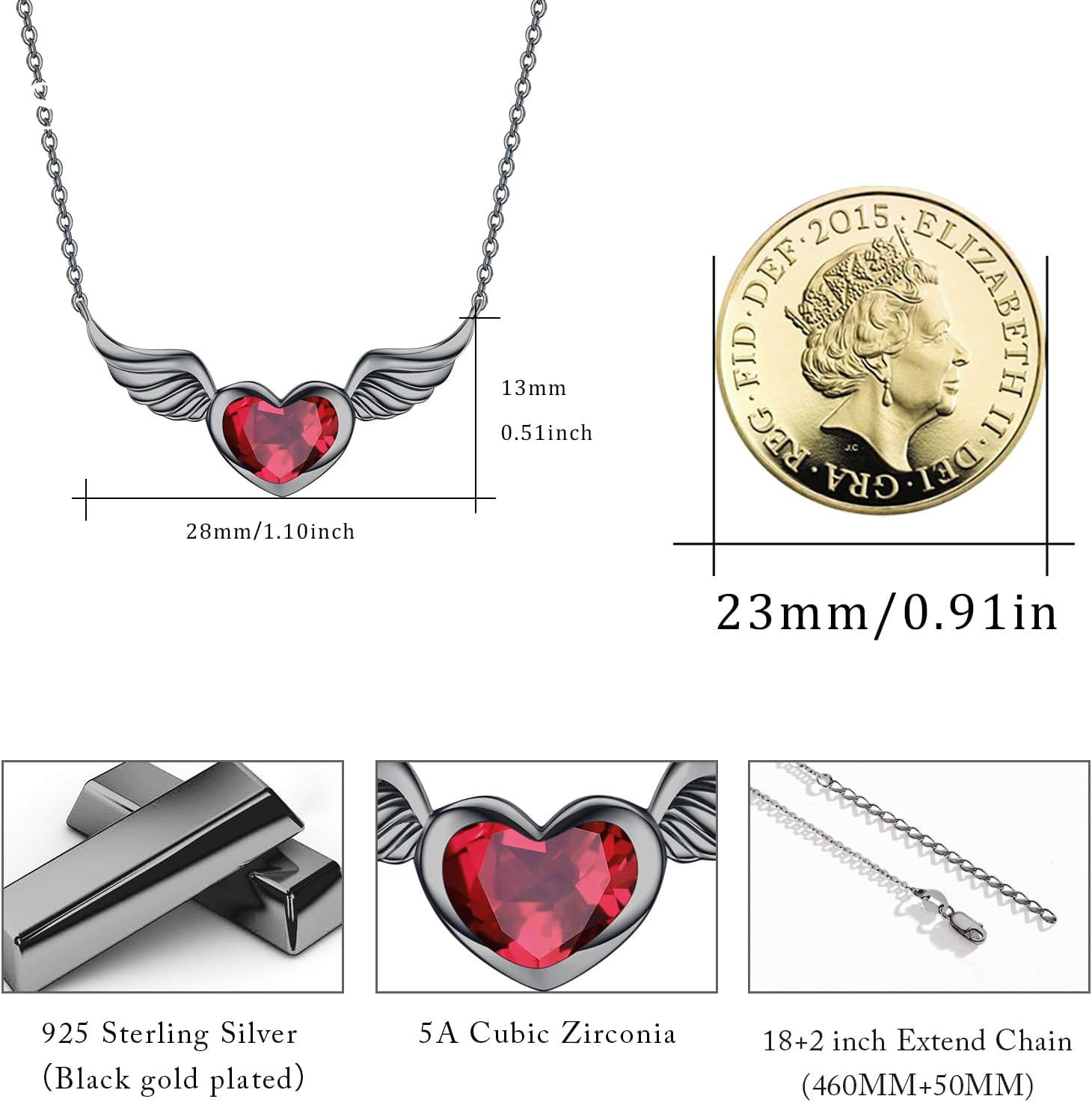 Angel Wings Necklace for Women, 925 Sterling Silver, Angel Wings Pendant Necklace, Guardian Angel Pendant, Jewelry Gift for Women - Image 5