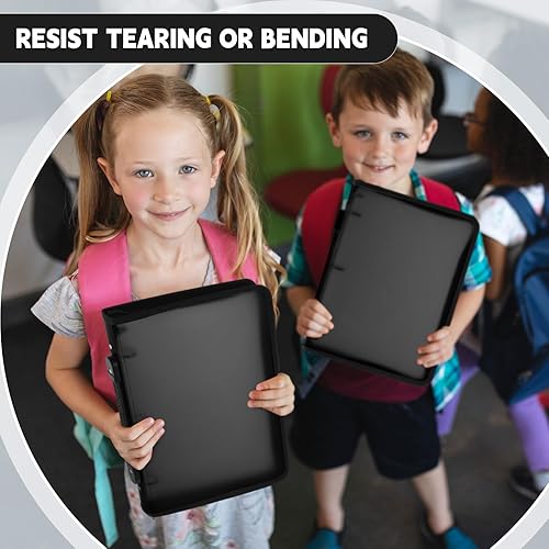 Miniatura 5 de Teling 4 carpetas con cremallera con 3 anillos con cremallera de 1.5 pulgadas, carpeta organizadora de archivos de plástico transparente recargable