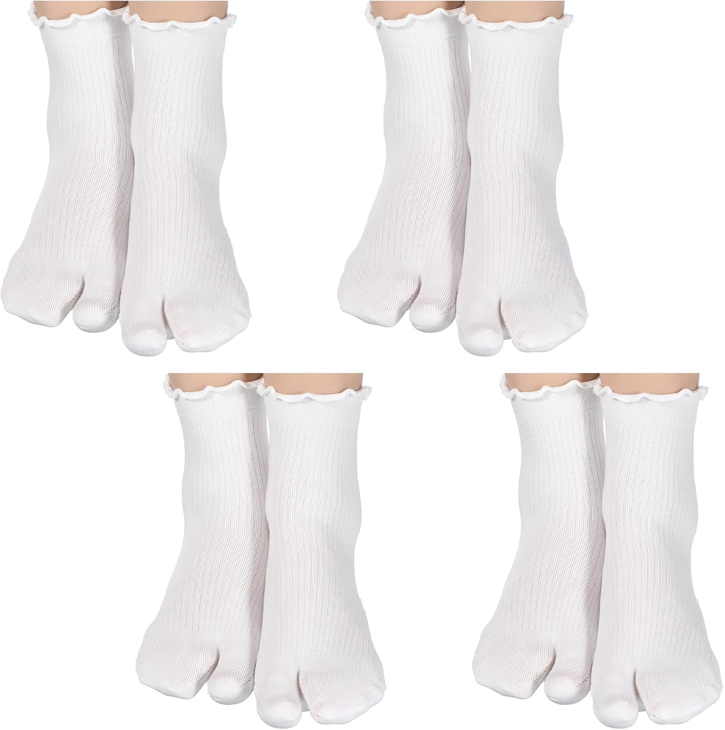 Tabi Socks, 4 Pairs Cotton Split Toe Socks Elastic Flip Flop Sock for Women Men Unisex