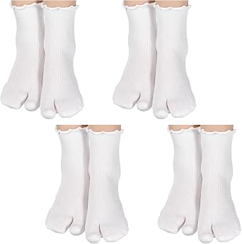 Tabi Socks, 4 Pairs Cotton Split Toe Socks Elastic Flip Flop Sock for Women Men Unisex