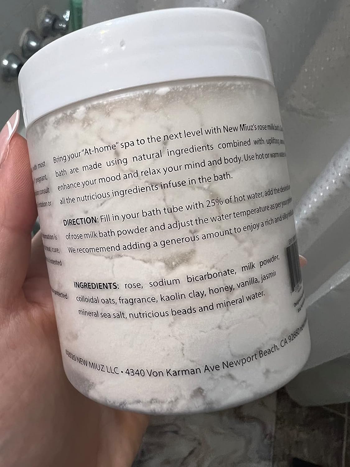 New Miuz Calming Rose Coconut Milk Bath Soak Moisturize Soften Skin Honey Jasmine Vanilla Destress Luxury Spa Bath Salt Powder Stress Relief 300 Grams
