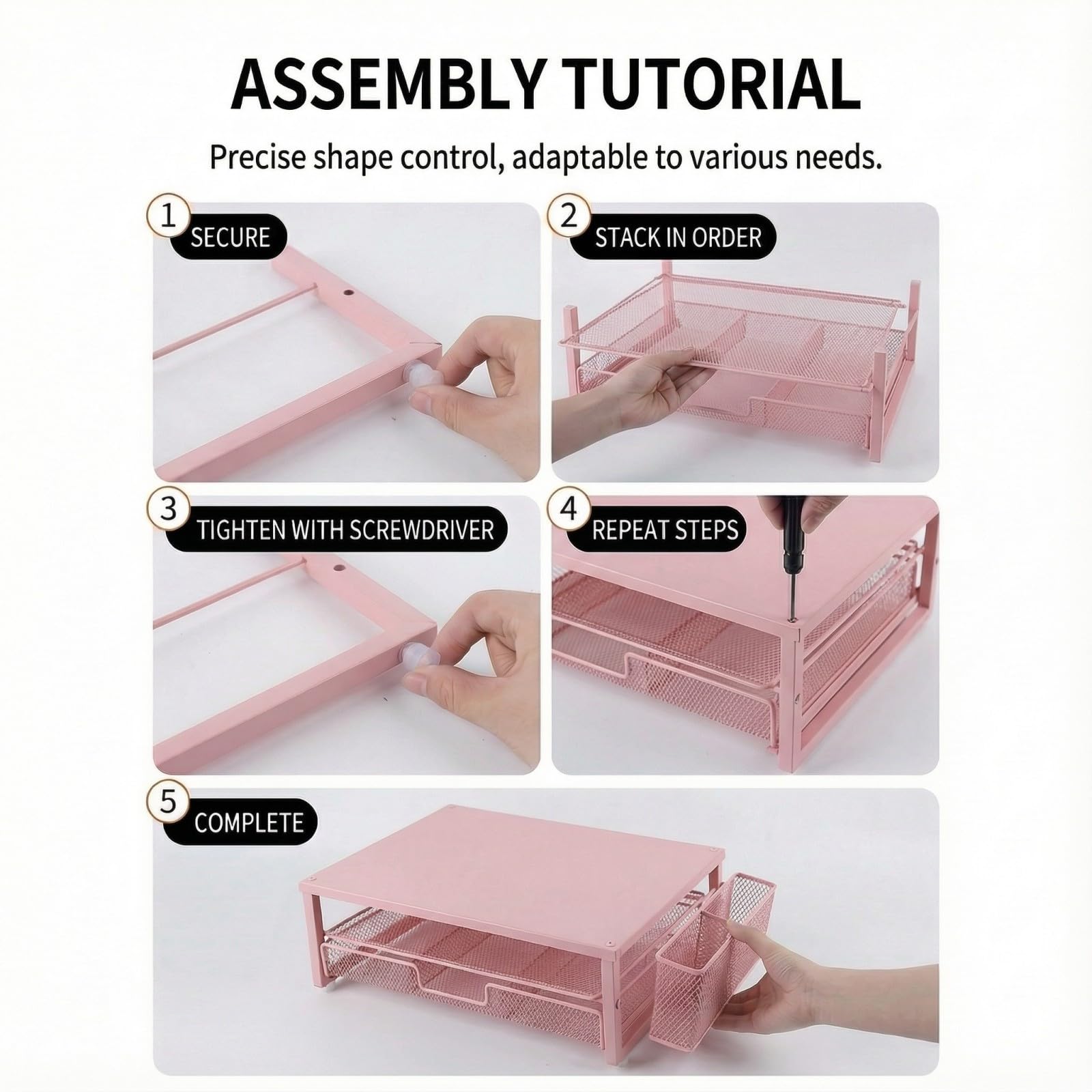 Supporto per monitor con cassetto e portapenne per scrivania, supporto metallico a 2 livelli per laptop da scrivania, organizer da ufficio per PC, stampante e laptop.