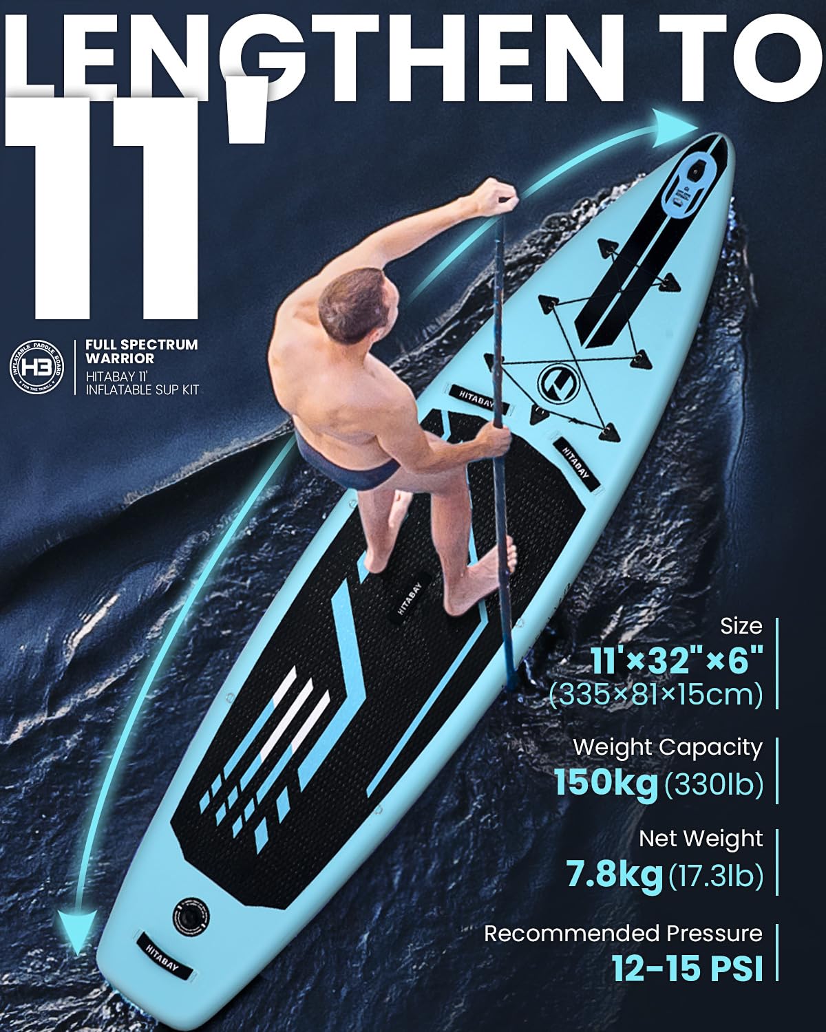 SUP Board Set, Stand Up Paddling Board Aufblasbar, 320cm 335cm stabil für Erwachsene bis 150 kg mit kompletten Zubehör Surfbrett für Anfänger