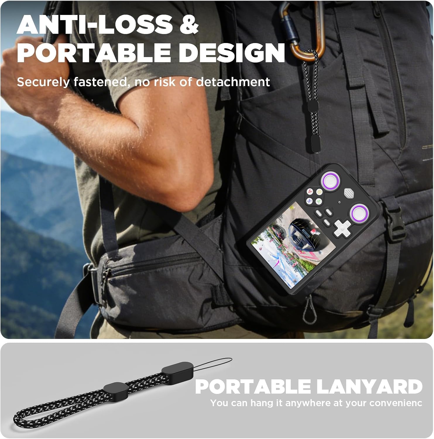 Silicone Case for R36 Ultra, Anti-Slip Protective Cover with Lanyard, Shockproof Dustproof Skin, Ergonomic Grip, Precise Cutouts for Cooling Vents, Anti-yellowing Gaming Accessory for R36 Ultra(Black) 8