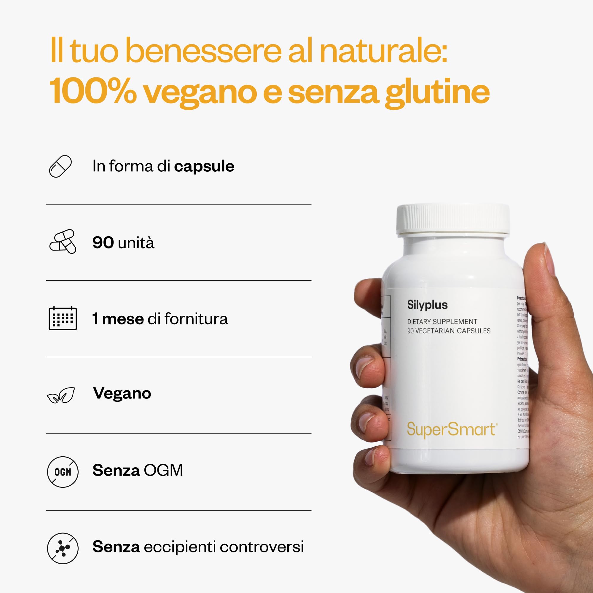 SilyPlus - Silimarina 10x Plus assorbibile dal cardo mariano - Contribuisce alla salute del fegato - Aiuta a la salute dell'apparato digerente - Phytosome® e Siliphos™ brevettati - Vegano - Supersmart