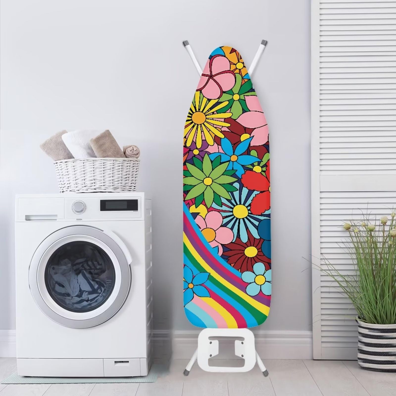 ZDCUSTOM Funda para tabla de planchar con estampado floral de margaritas abstractas para mujeres y niñas, 15 x 54 pulgadas, tamaño estándar, acolchado grueso con borde elástico, decoración duradera