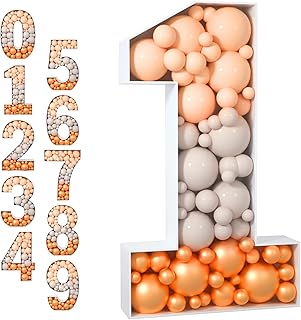 Tongjoy Mosaic Numbers for Balloons, 3FT Mosaic Balloon Frame Number 1, DIY Marquee Light Up Numbers for Party Decoration, Anniversary Party Decoration, Birthday Party Decorations, Balloon Arch Kit