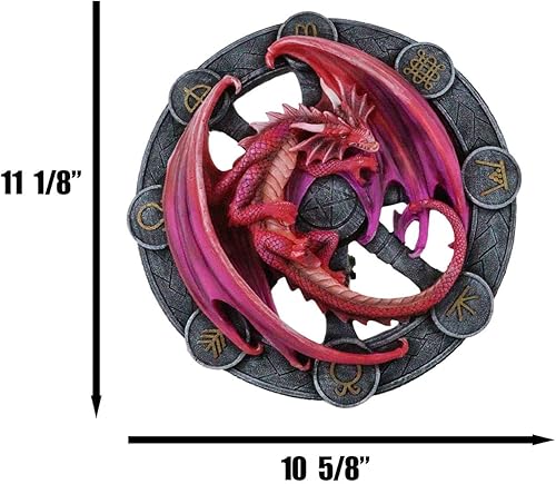 Miniatura 2 de Ebros Gift Wicca Neo Paganism Sabbats Rueda del Año Fantasía Dragón con símbolos sagrados Decoración de pared Escultura por Anne Stokes Dragons