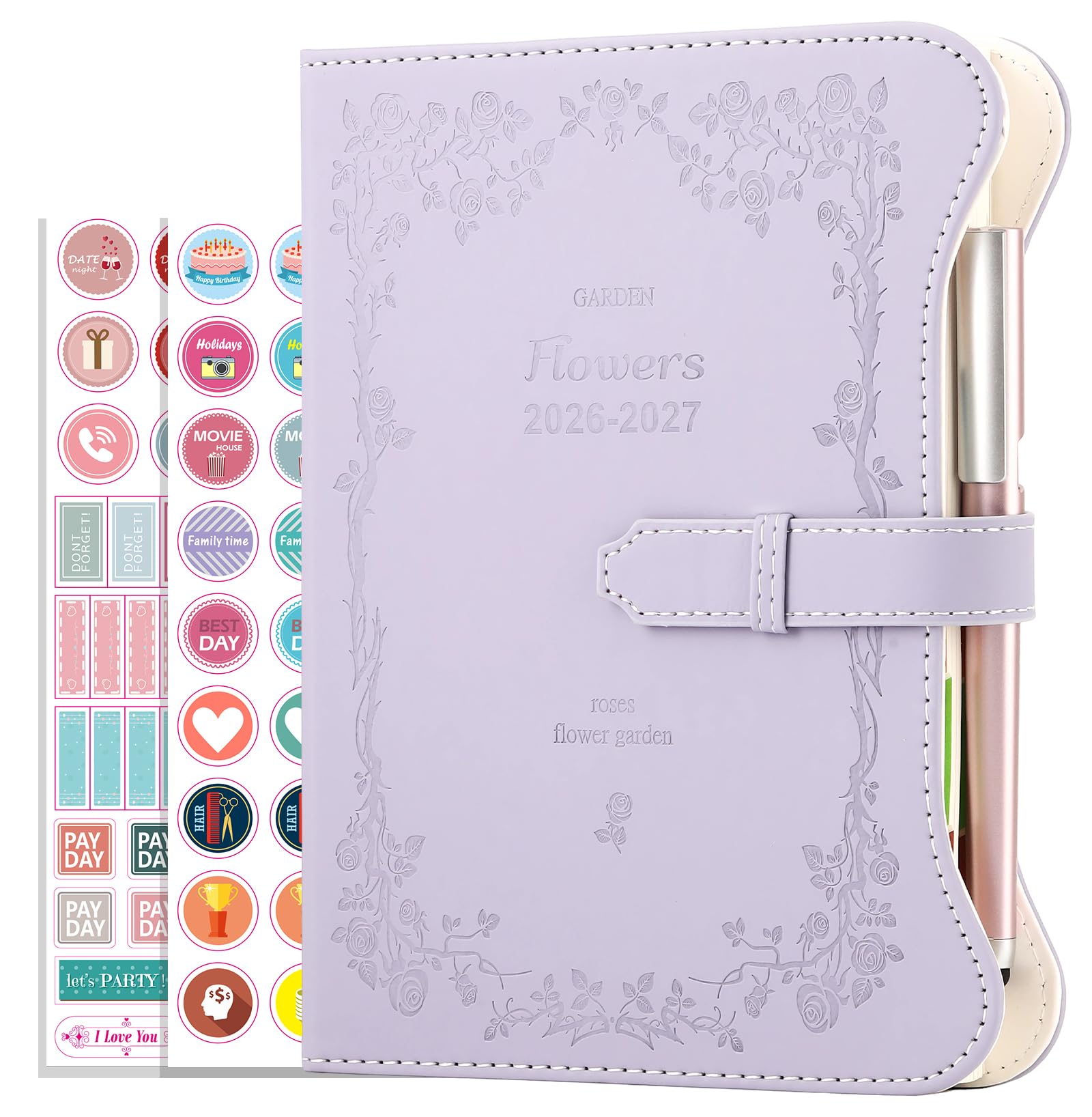Academic Diary 2026-2027 A5 Day per Page,13 Month Daily Planner from Aug 2026 to Aug 2027,Organizer Notebook,2026-2027 Diary A5 Page a Day with Pen,Sticker (Purple)