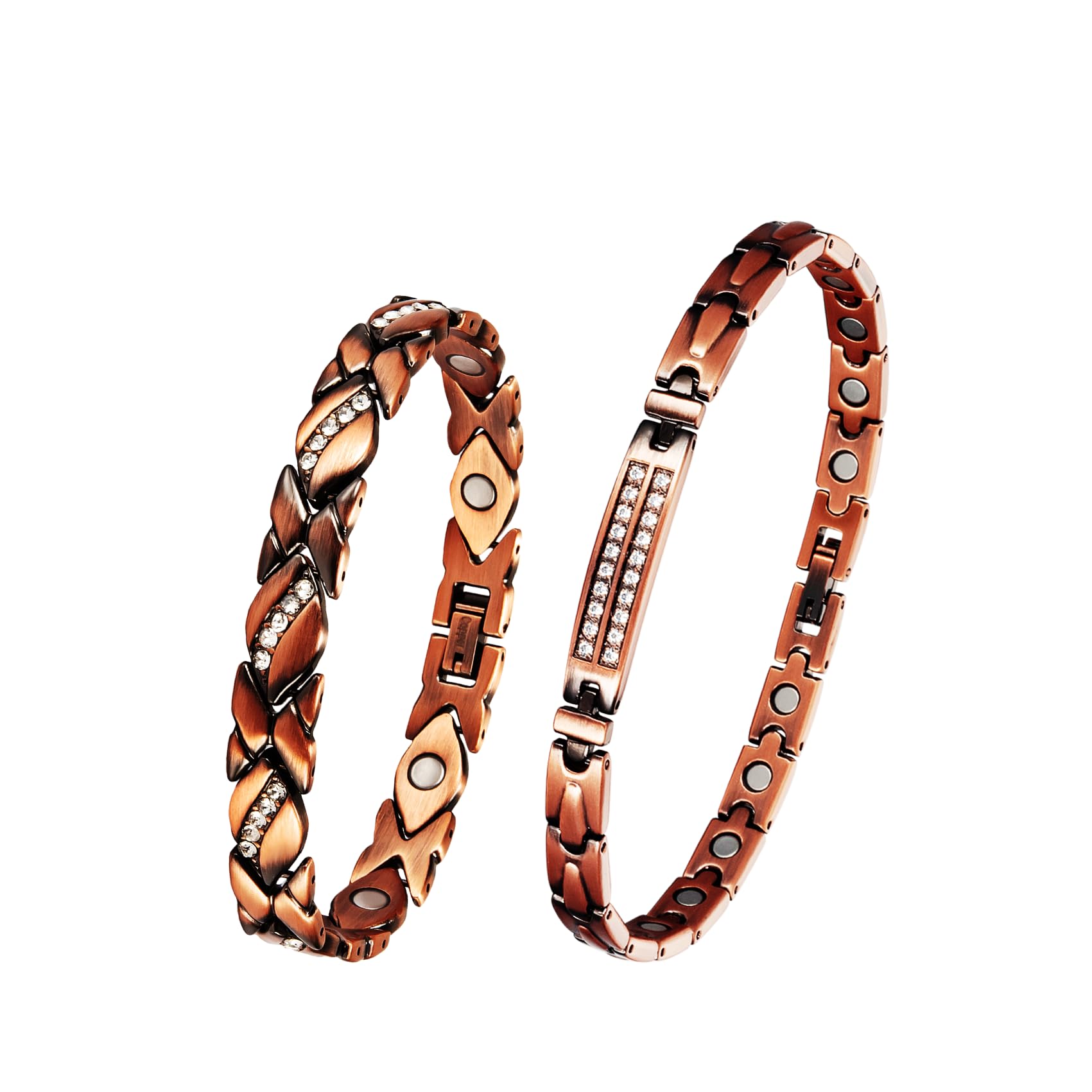 Sponsored Ad – EnerCoppeX Women's Magnetic Pure Copper Jewelry Set, 3500 Gauss Effective Magnet, 99% Pure Copper Bracelet and Anklet, Contains 2 Extra Links to Extend Size