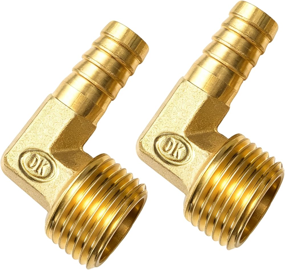 Brass 1/2" NPT Male x 1/2" Barb 90° Elbow Hose Fitting 2pcs — 사진 1