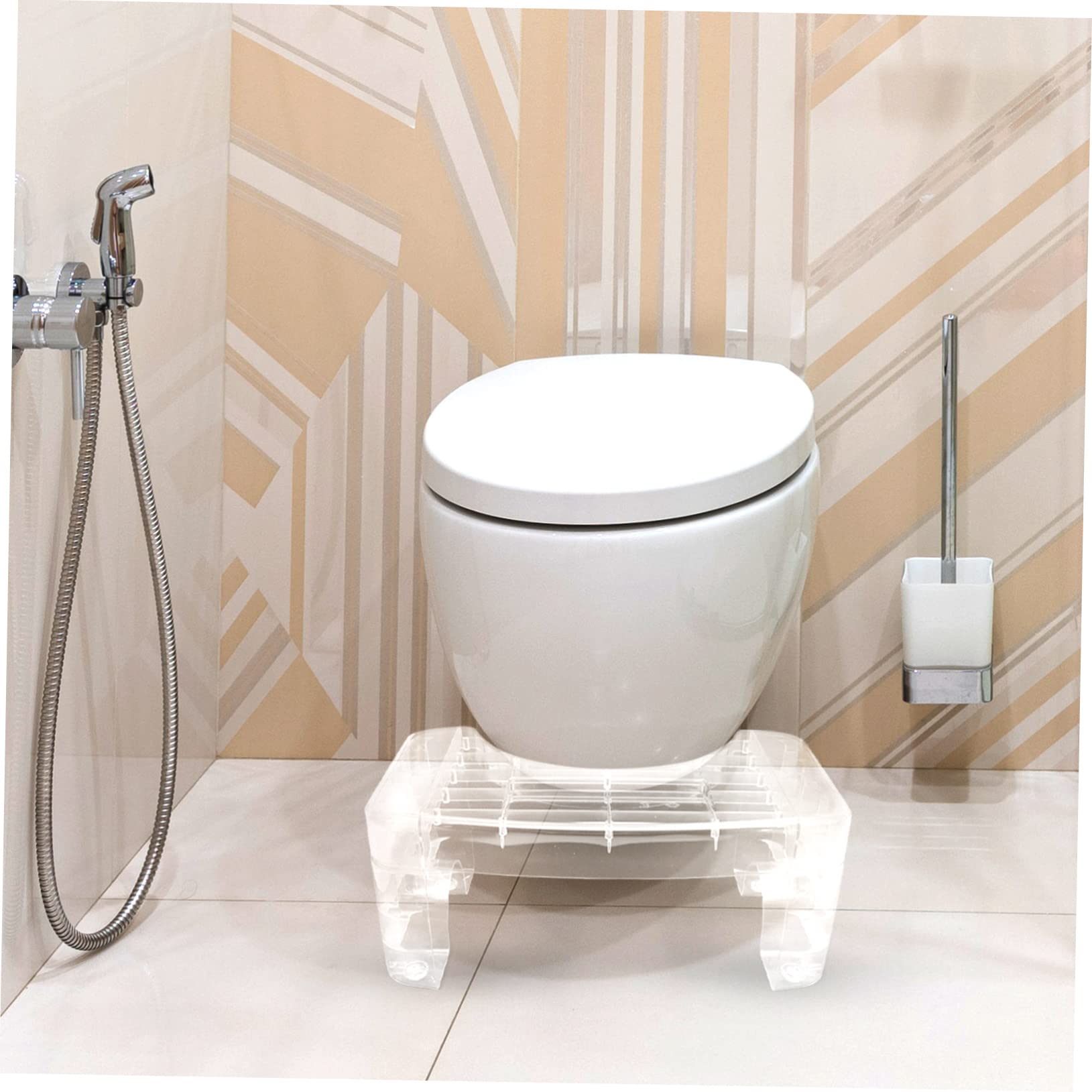 Generic Transparent Toilet Stool Toilet Footstool Foot Toilet Stool Home Stool Squatting Toilet Stool Bathroom Stool Bathroom Squat Stool Bathroom Supply Stool for Toilet The Pet