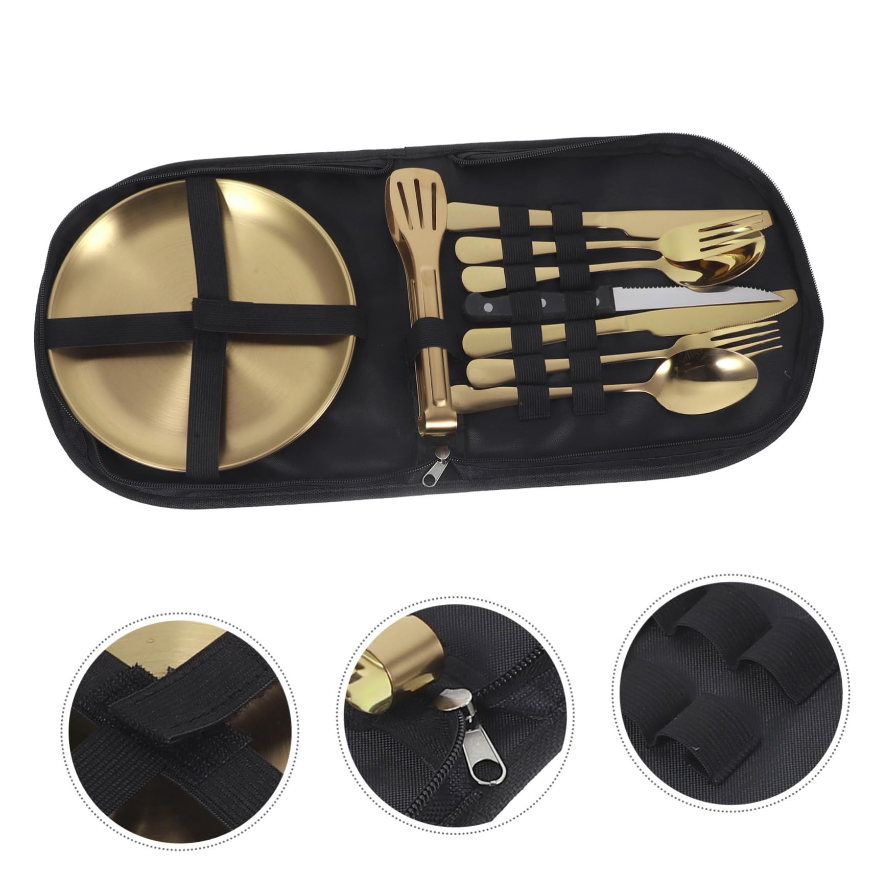 ABOOFAN Campingbesteck Robustes Metallbesteck aus Edelstahl mit Tragetasche Platzsparend und Leicht für Outdoor Camping und Picknick für Unterwegs