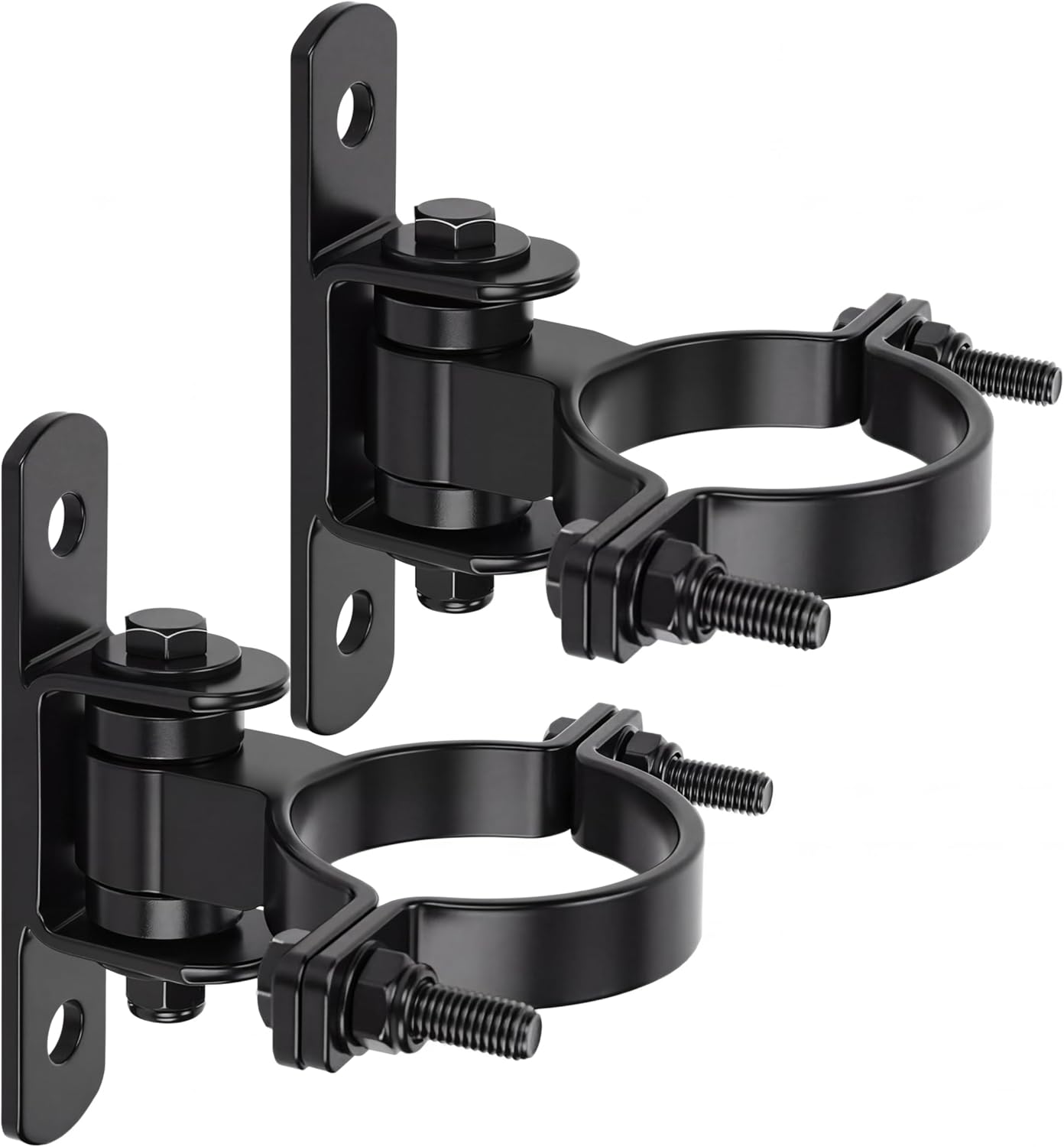 Frienda 2 Pcs Heavy Duty Wall Mount Gate Hinge Adjustable Large 4" Round Bolt-on Sealed Bearing Metal Gate Hinge for Round to Square Post Pipe Chain Link T-Post Fence Pressed Steel Rust-Proof Coating