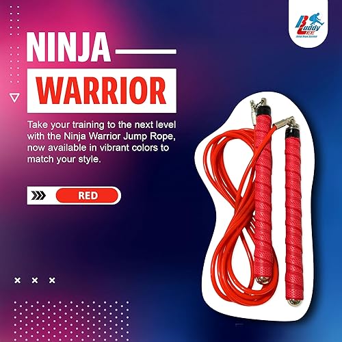 Miniatura 2 de Buddy Lee Ninja Warrior - Cuerda de saltar ajustable para fitness, HIIT, CrossFit y boxeo, sin enredos con rodamientos de bolas de precisión, asas