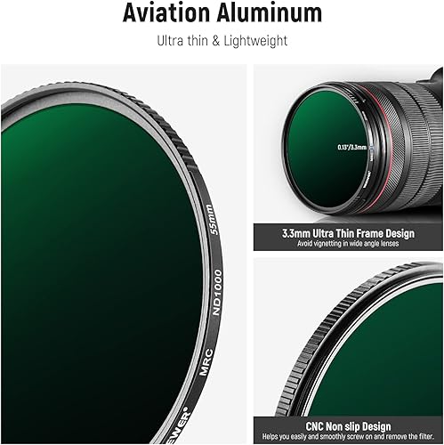 Miniatura 6 de NEEWER Kit de filtro ND fijo de 2.165 in ND1000 ND64 ND8 ND4 Juego de filtros de densidad neutra de doble cara de 30 capas Nano RecubrimientosHD